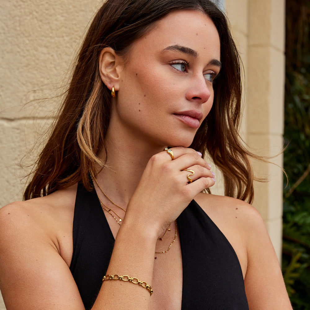 Dual Crystal Gold Ring