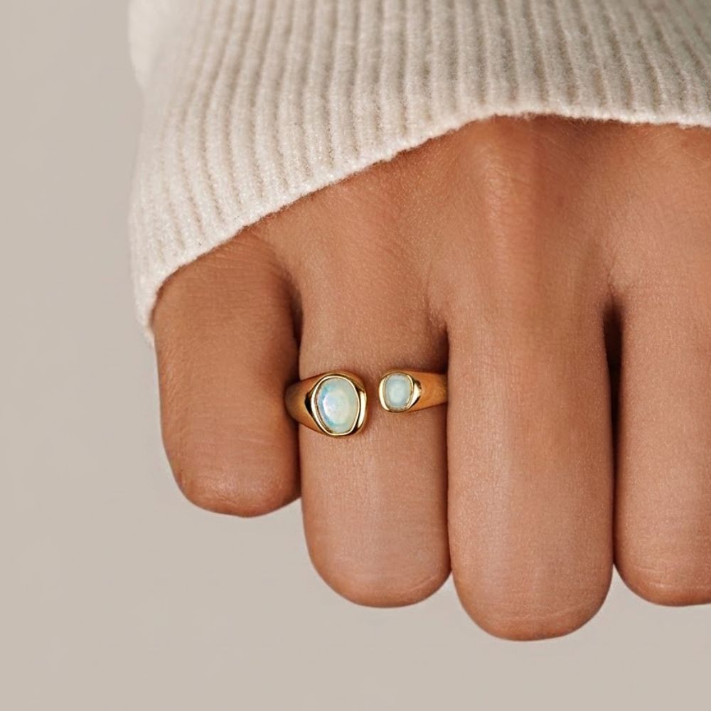 Dual Crystal Gold Ring
