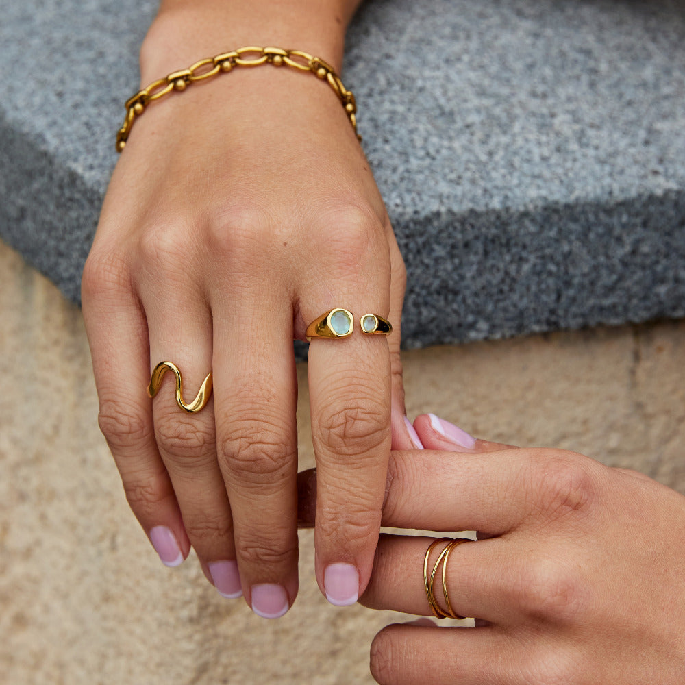 Dual Crystal Gold Ring