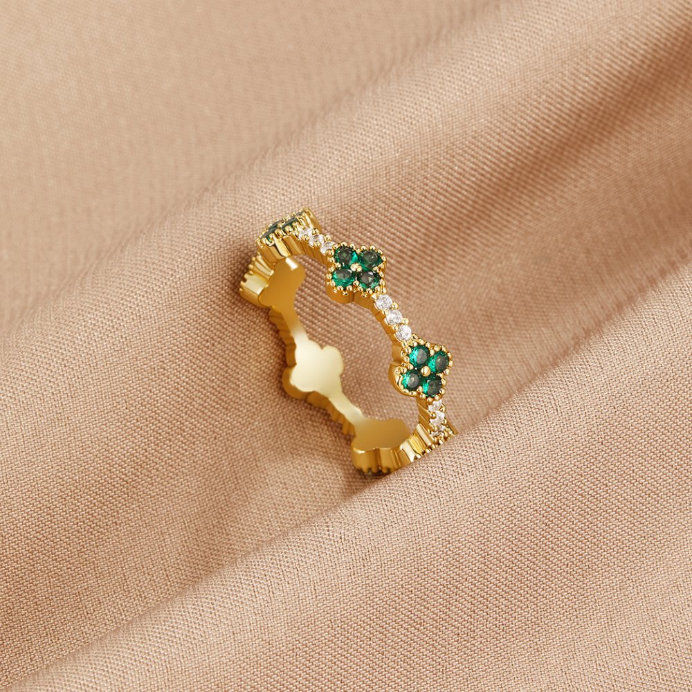 Emerald Clover Eternity Ring