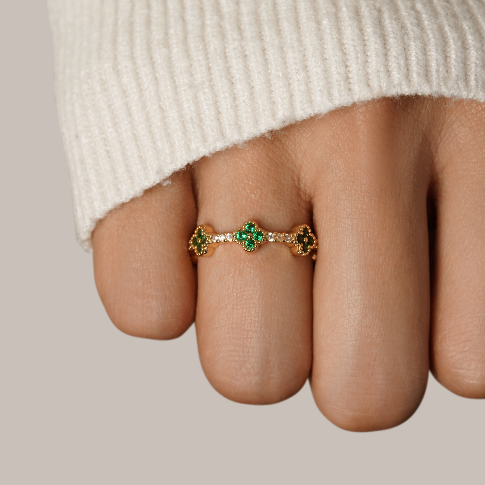 Emerald Clover Eternity Ring