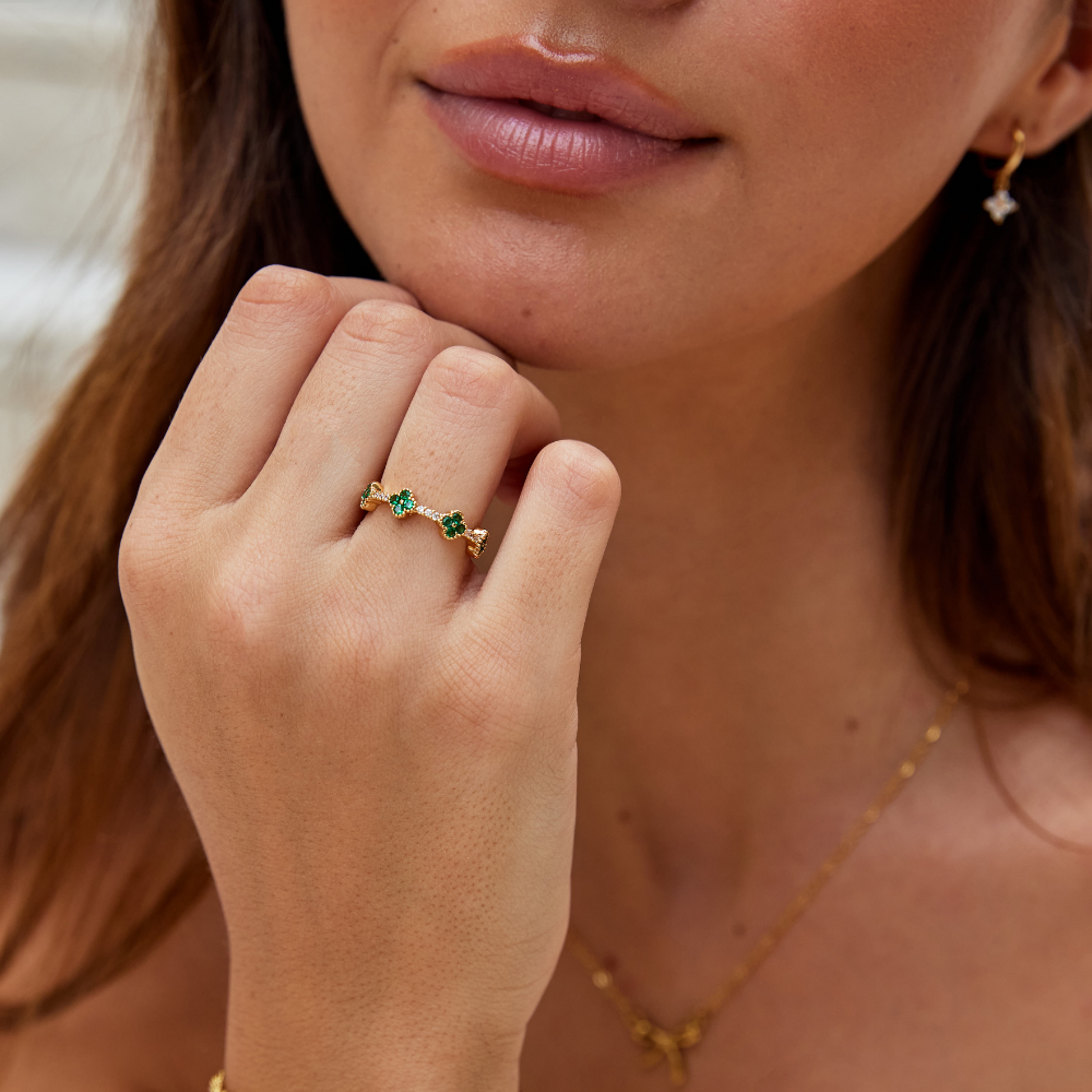Emerald Clover Eternity Ring