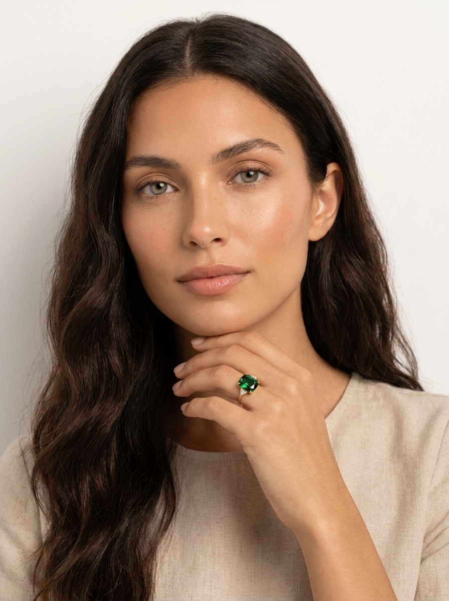Emerald Crystal Statement Ring - Seraphina