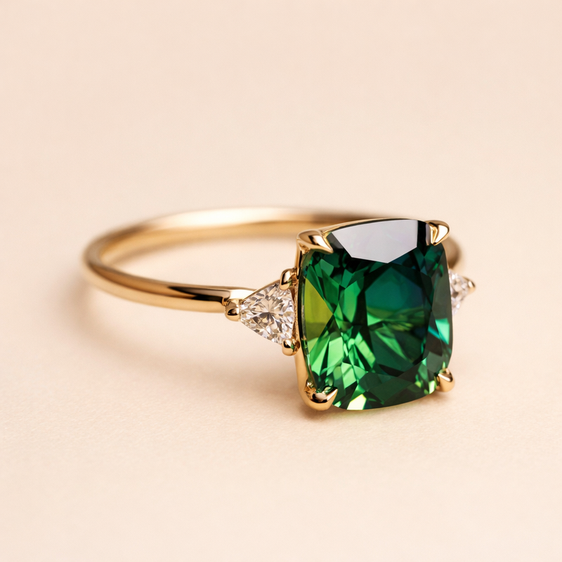 Emerald Crystal Statement Ring - Seraphina