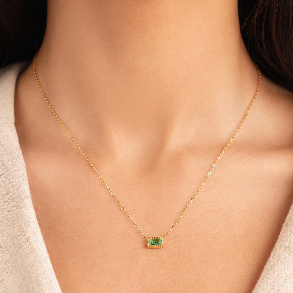 Emerald Cut Pendant Necklace
