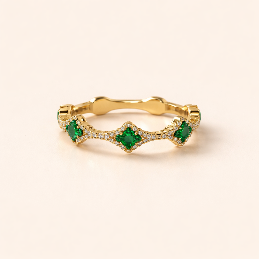 Emerald Halo Eternity Ring