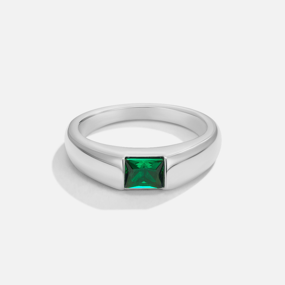 Emerald Solitaire Band Ring