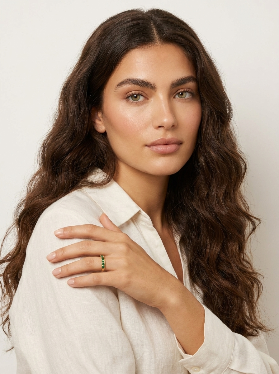 Emerald Stone Band Ring