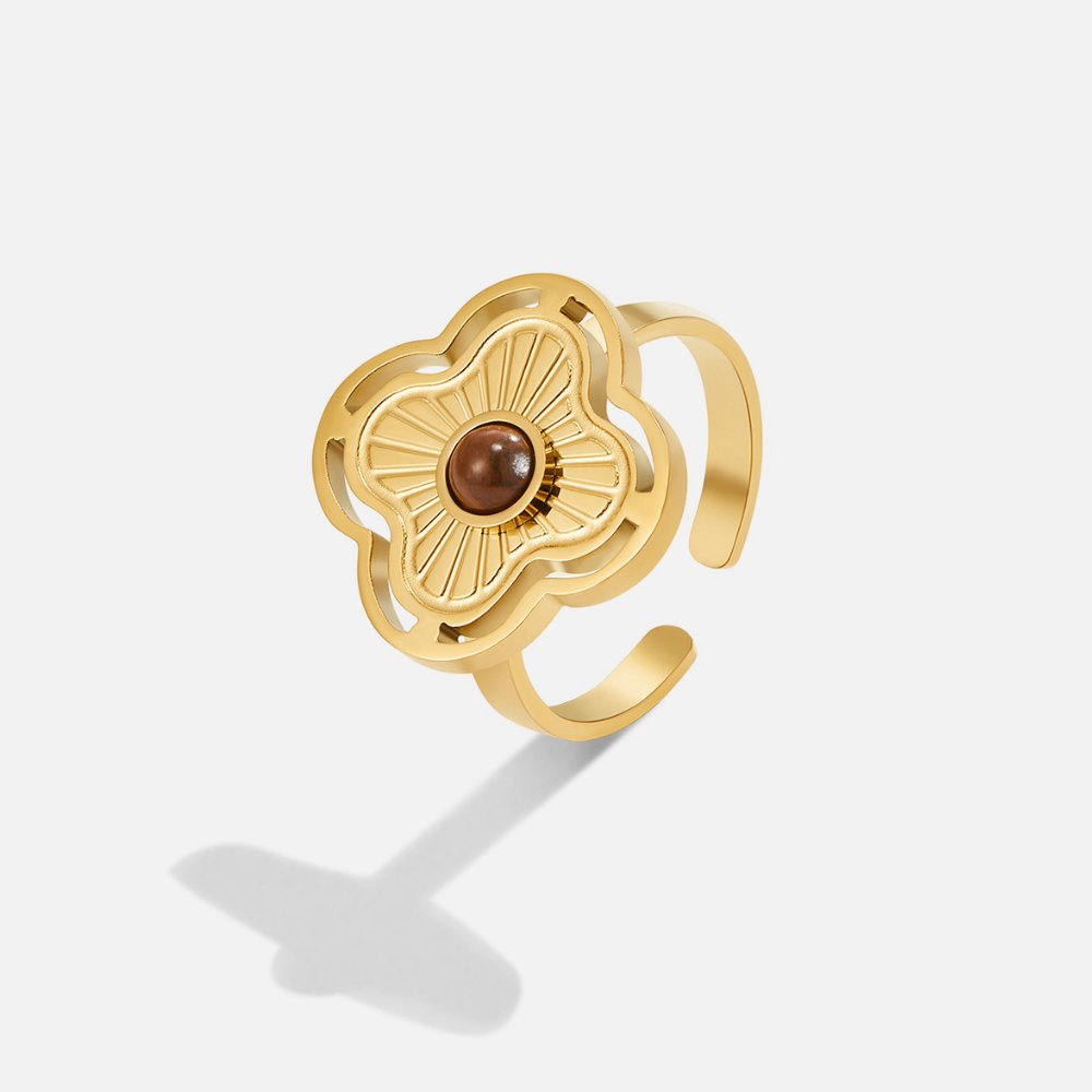 Floral Adjustable Gold Ring