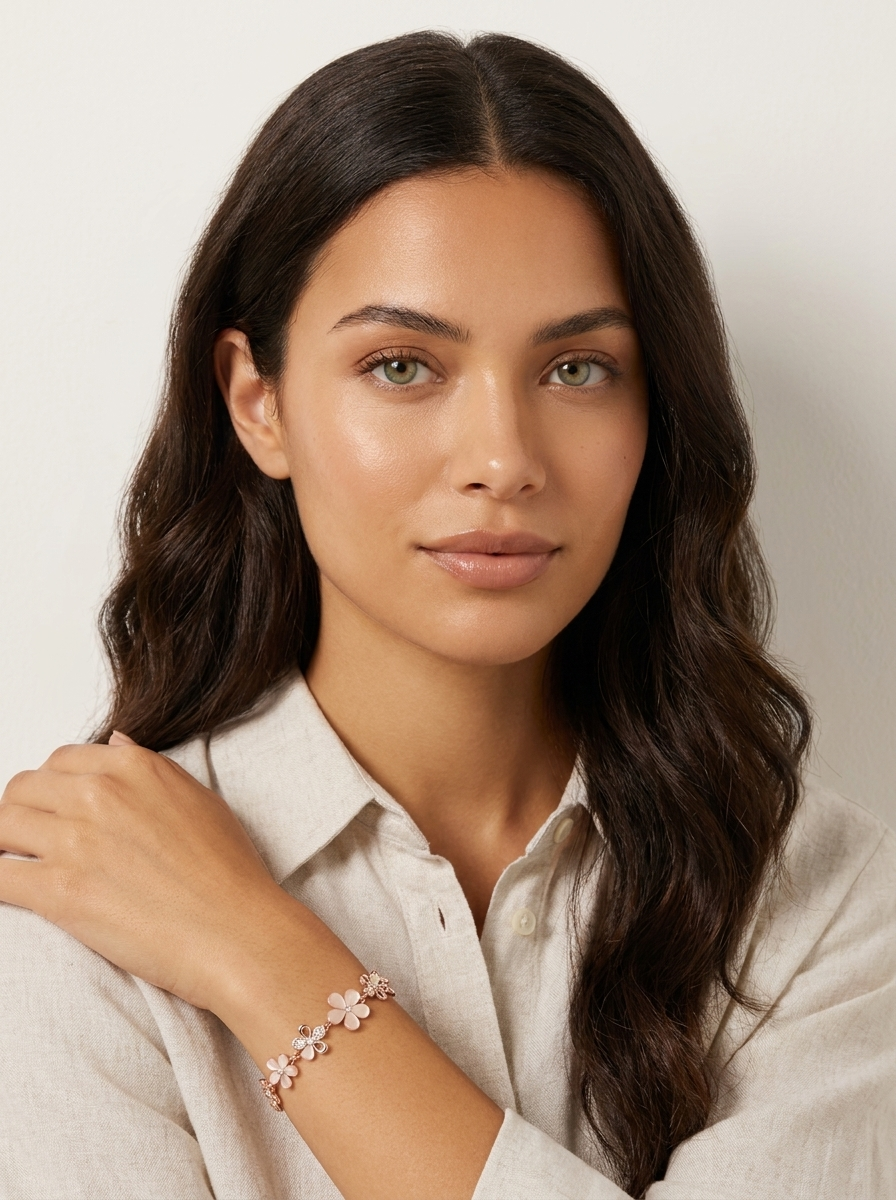 Floral Crystal Charm Bracelet