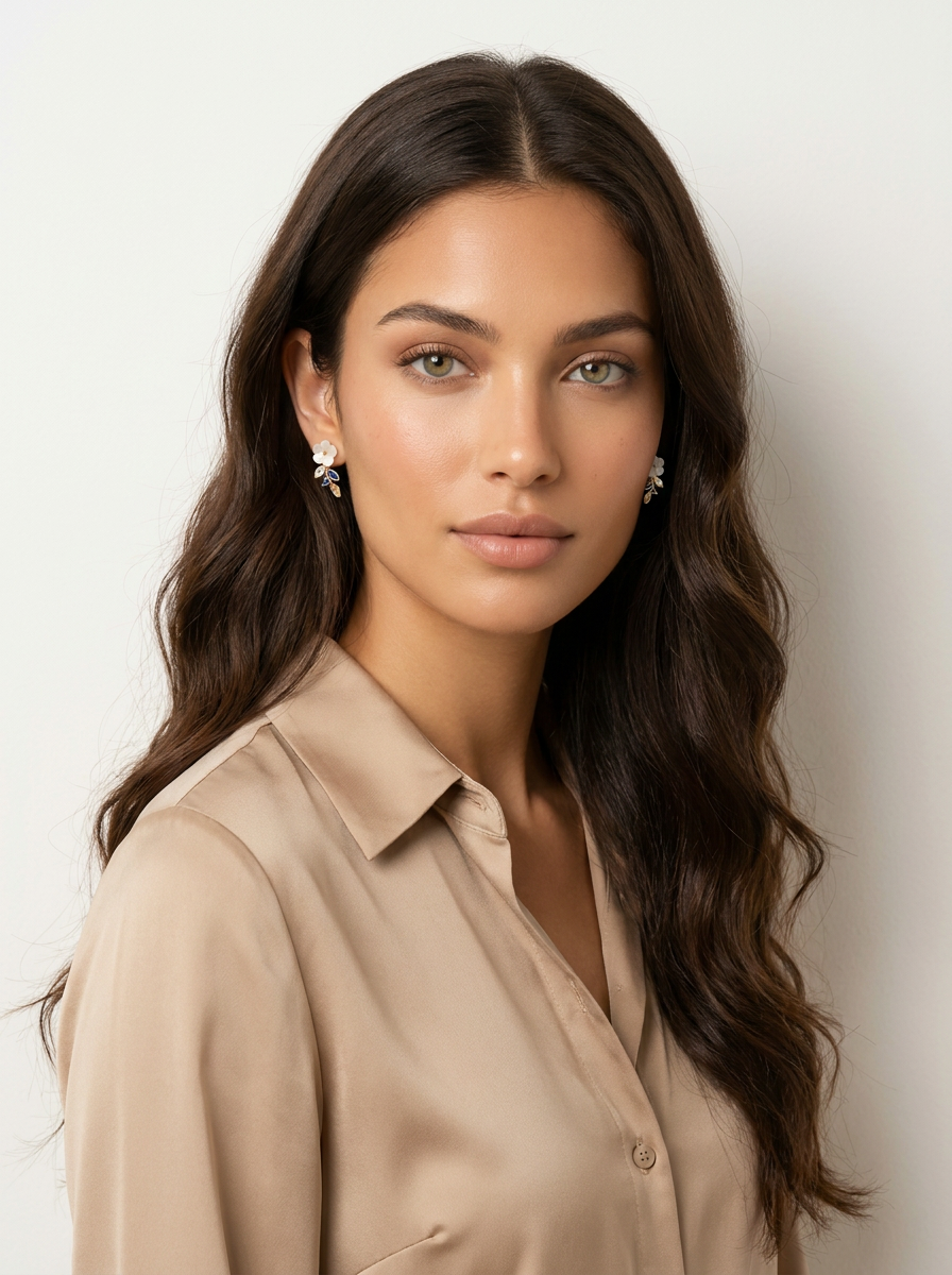 Floral Crystal Stud Earrings