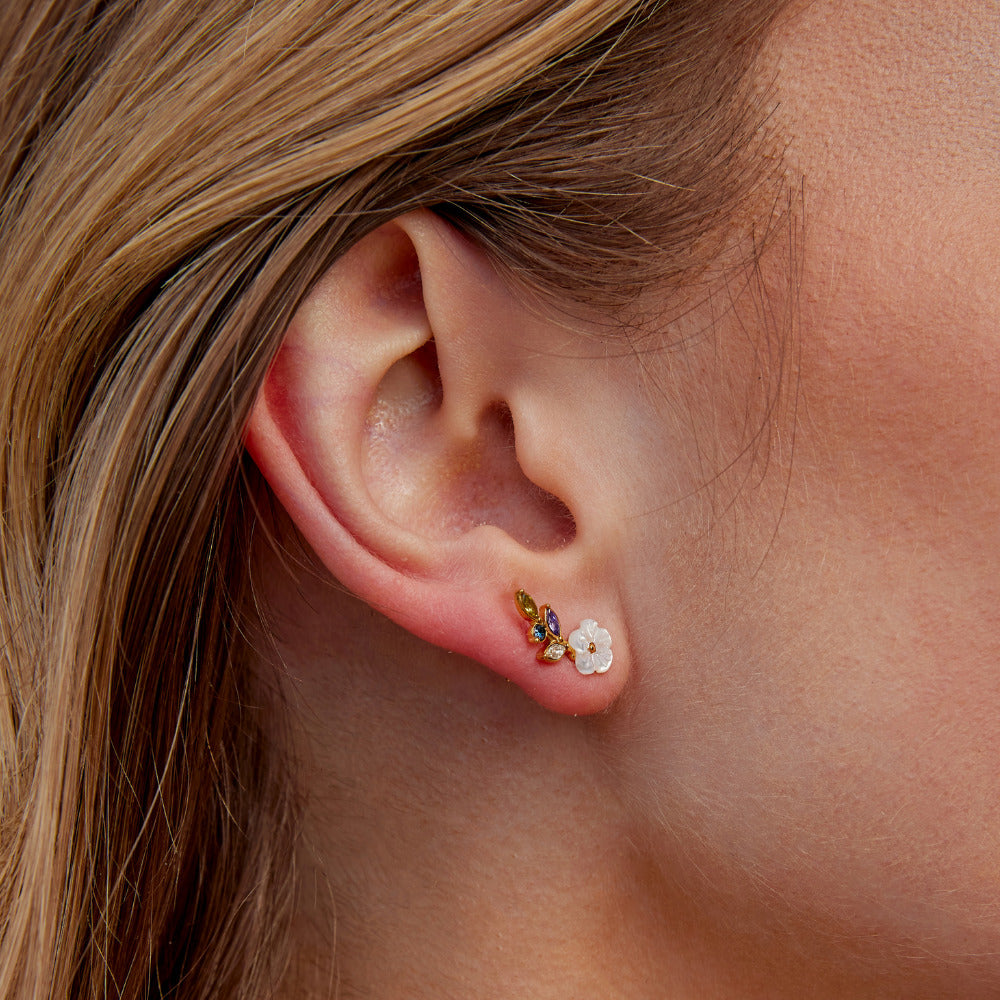 Floral Crystal Stud Earrings