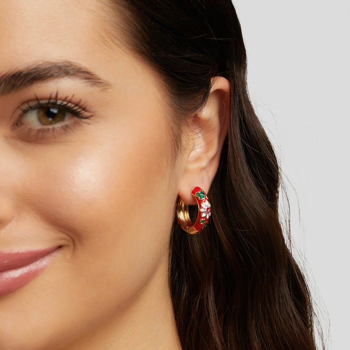 Floral Enamel Hoop Earrings