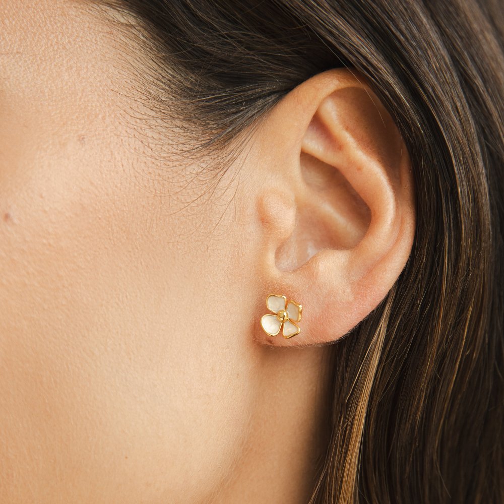 Floral Gold Stud Earrings