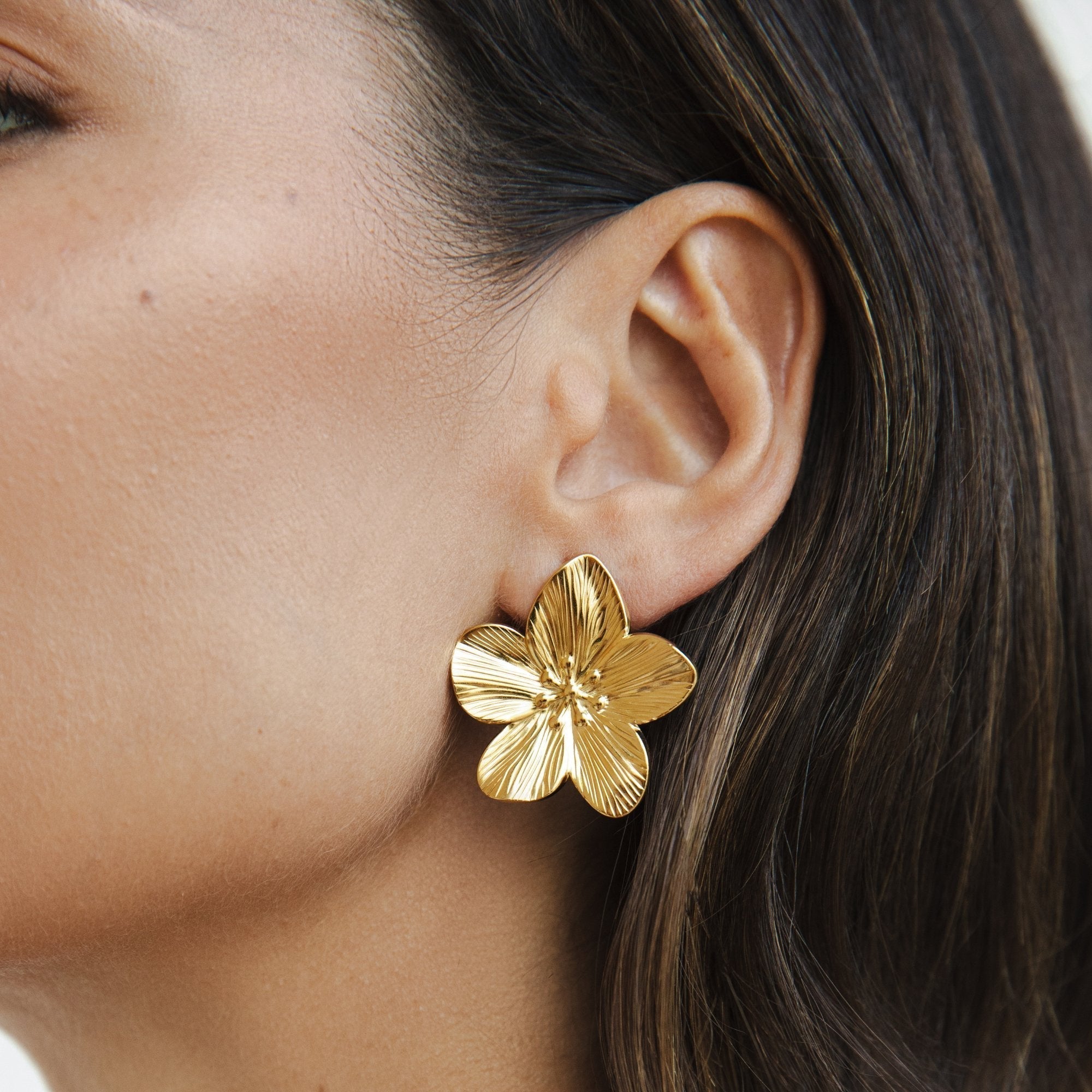 Floral Gold Stud Earrings