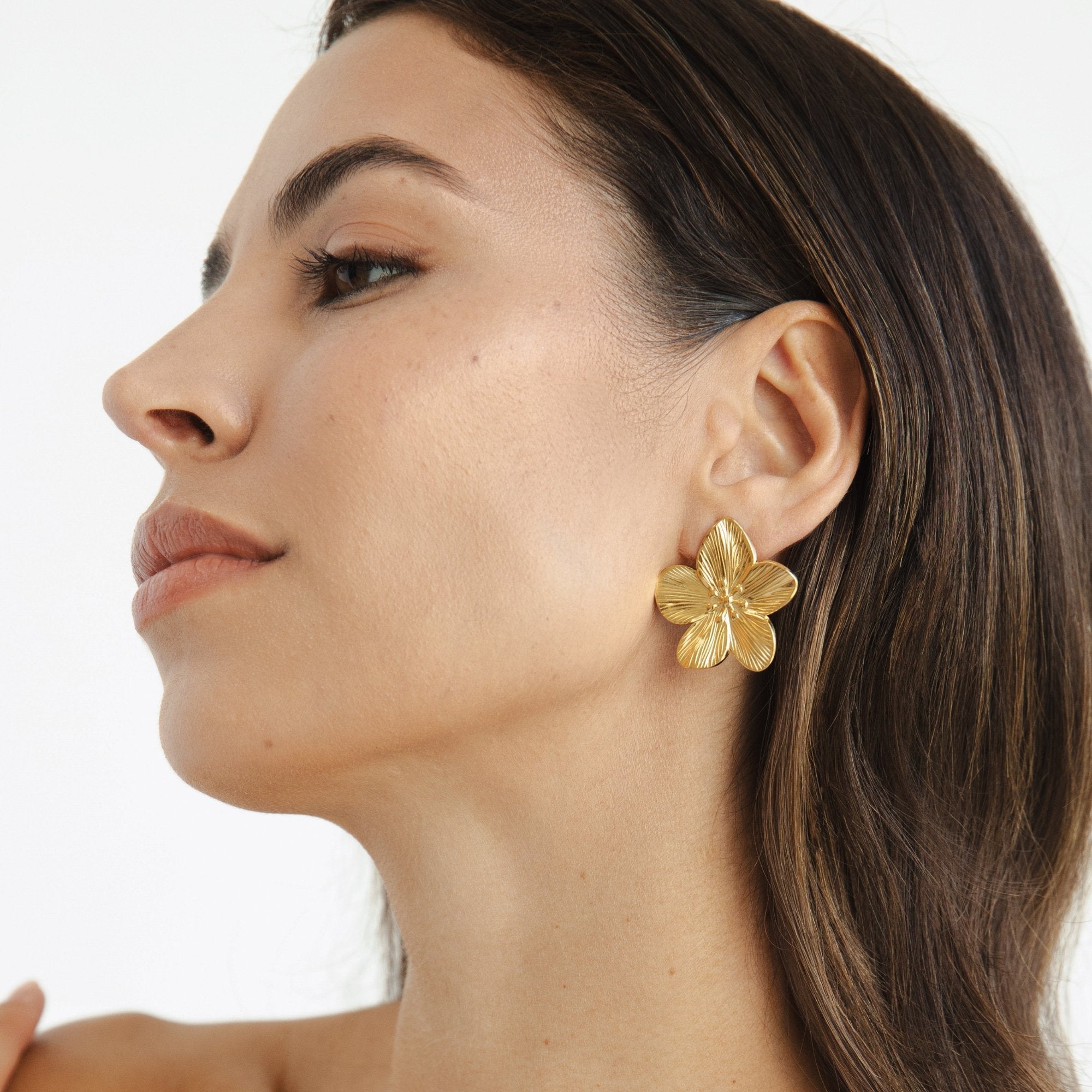Floral Gold Stud Earrings