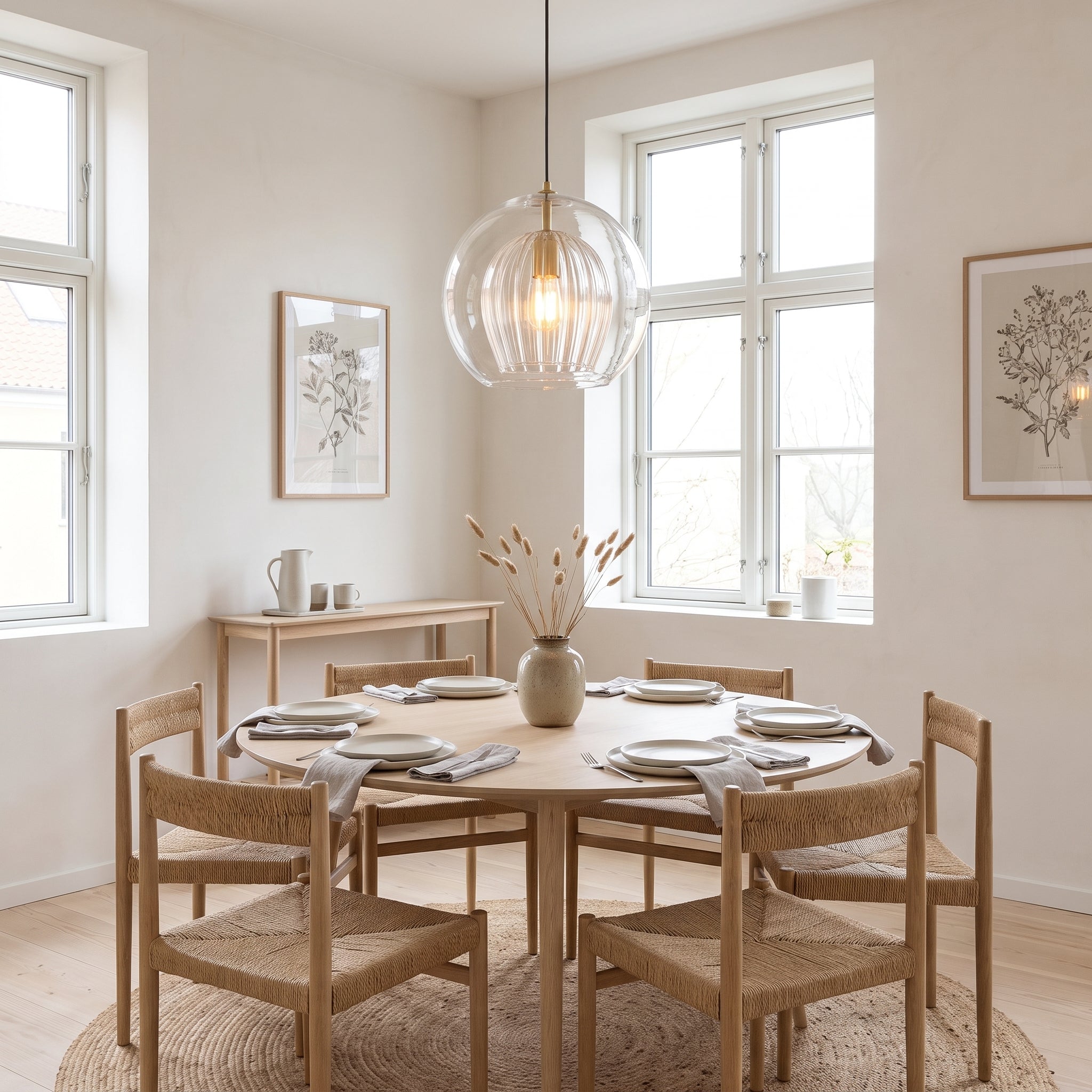 Glass Globe Pendant Light for Dining Room – Clear or Amber