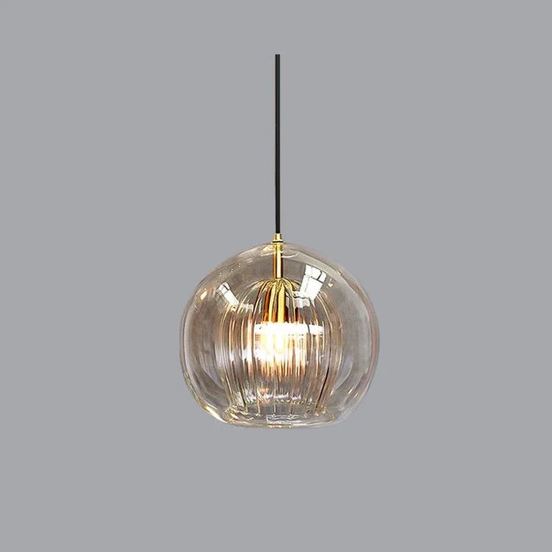 Glass Globe Pendant Light for Dining Room – Clear or Amber