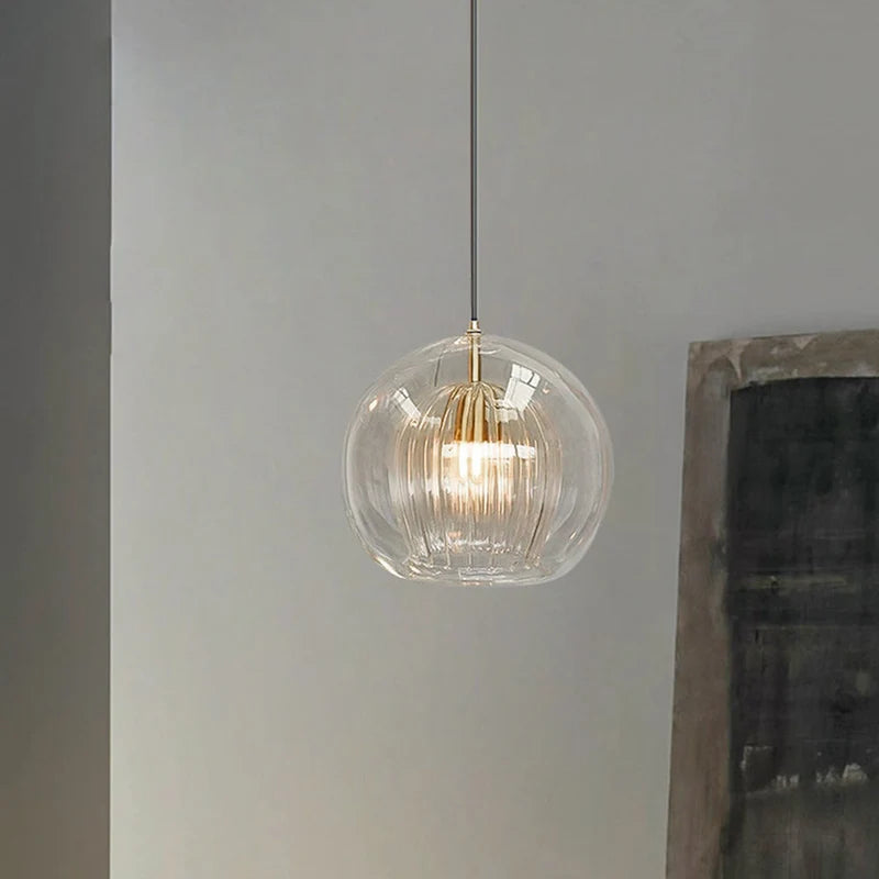 Glass Globe Pendant Light for Dining Room – Clear or Amber