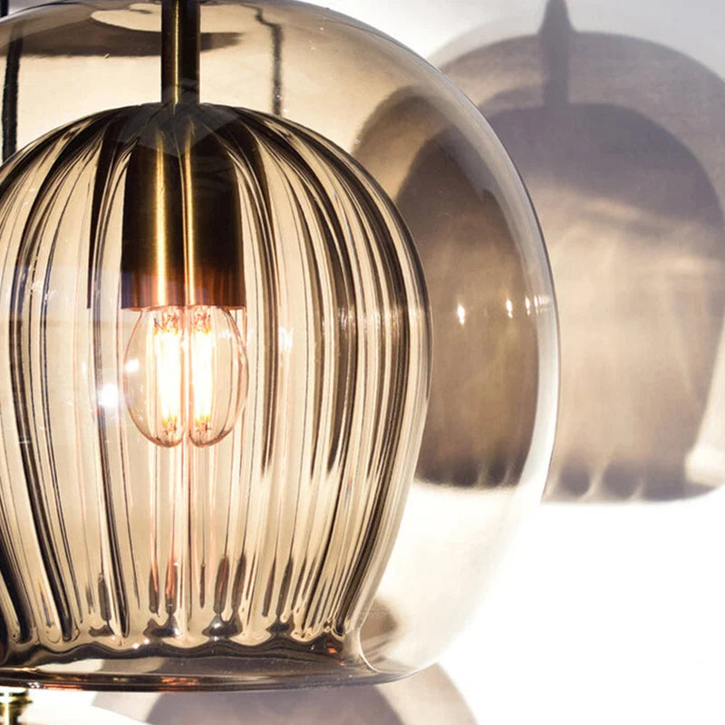 Glass Globe Pendant Light for Dining Room – Clear or Amber