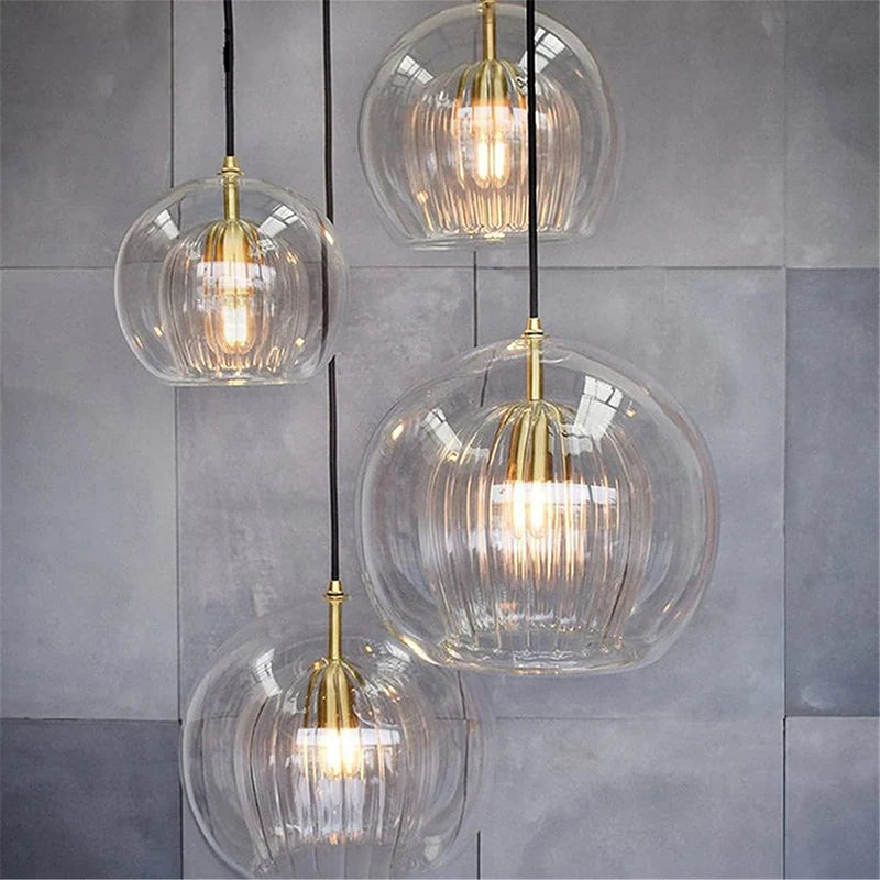 Glass Globe Pendant Light for Dining Room – Clear or Amber