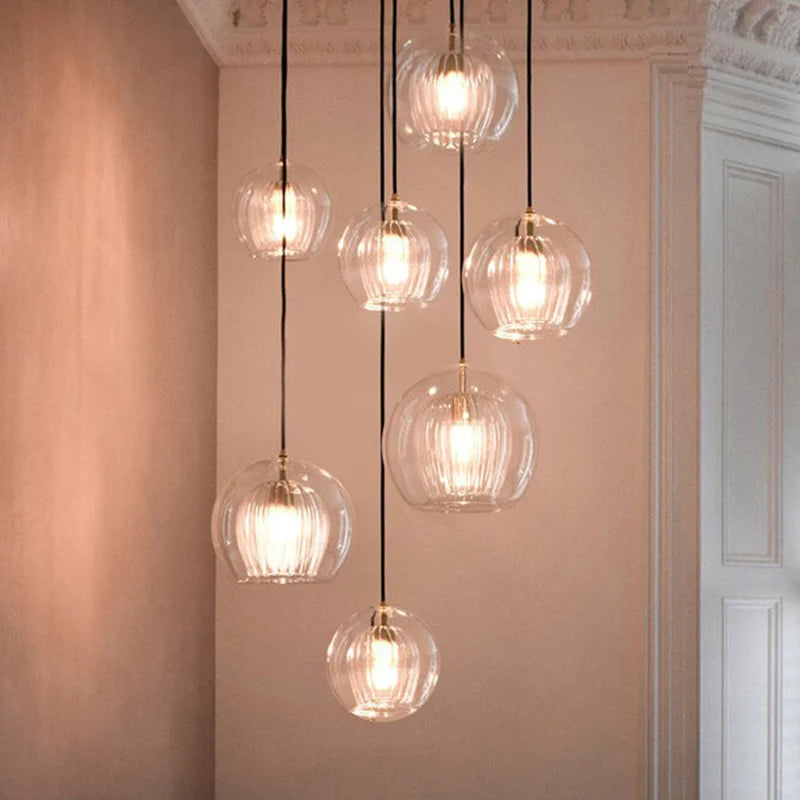 Glass Globe Pendant Light for Dining Room – Clear or Amber