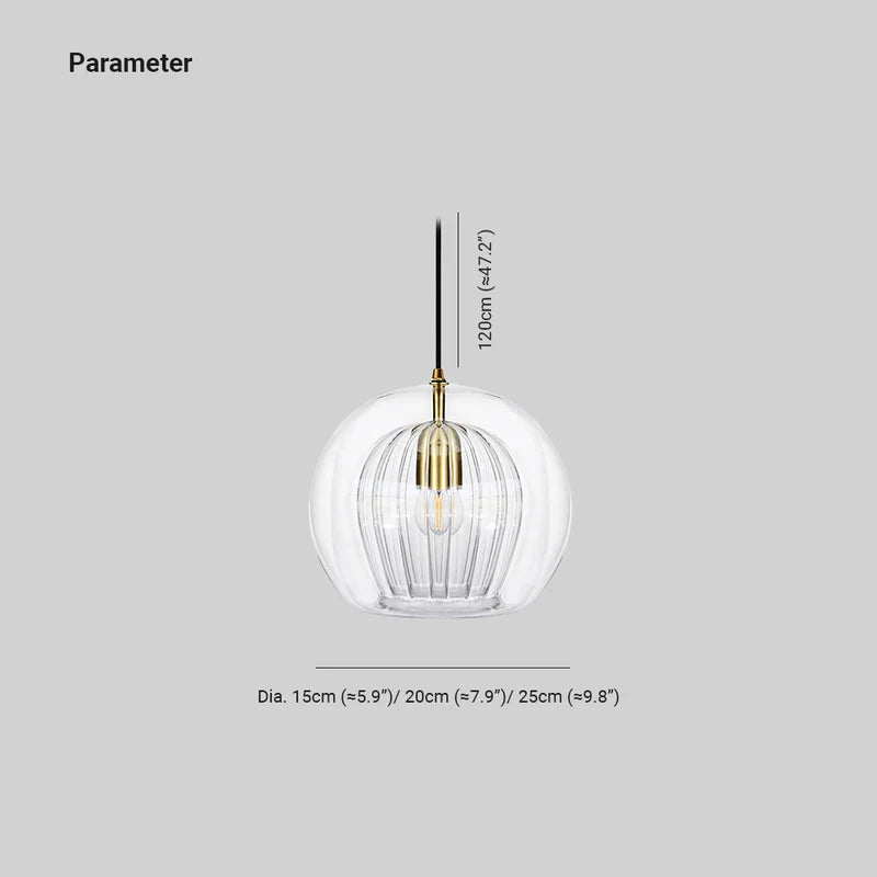 Glass Globe Pendant Light For Diningroom – Clear Or Amber