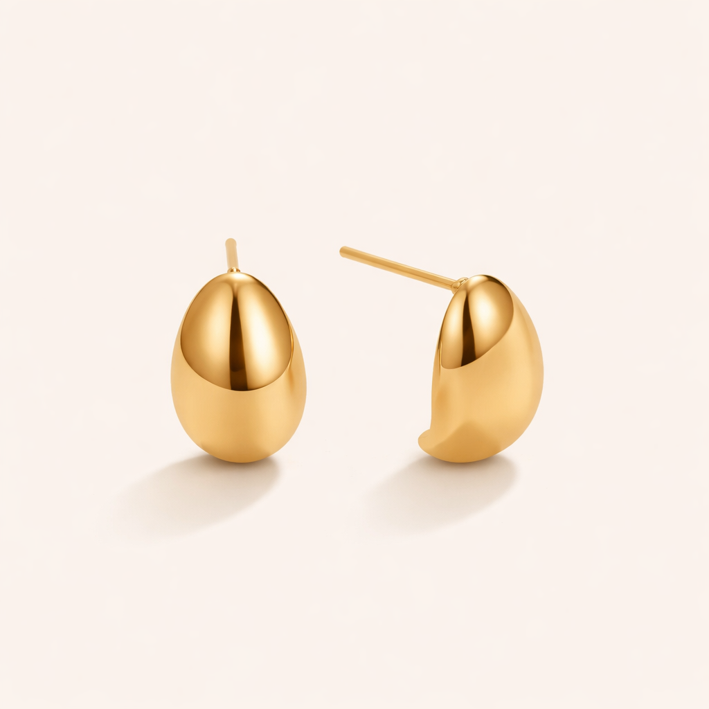 Gold Dome Stud Earrings