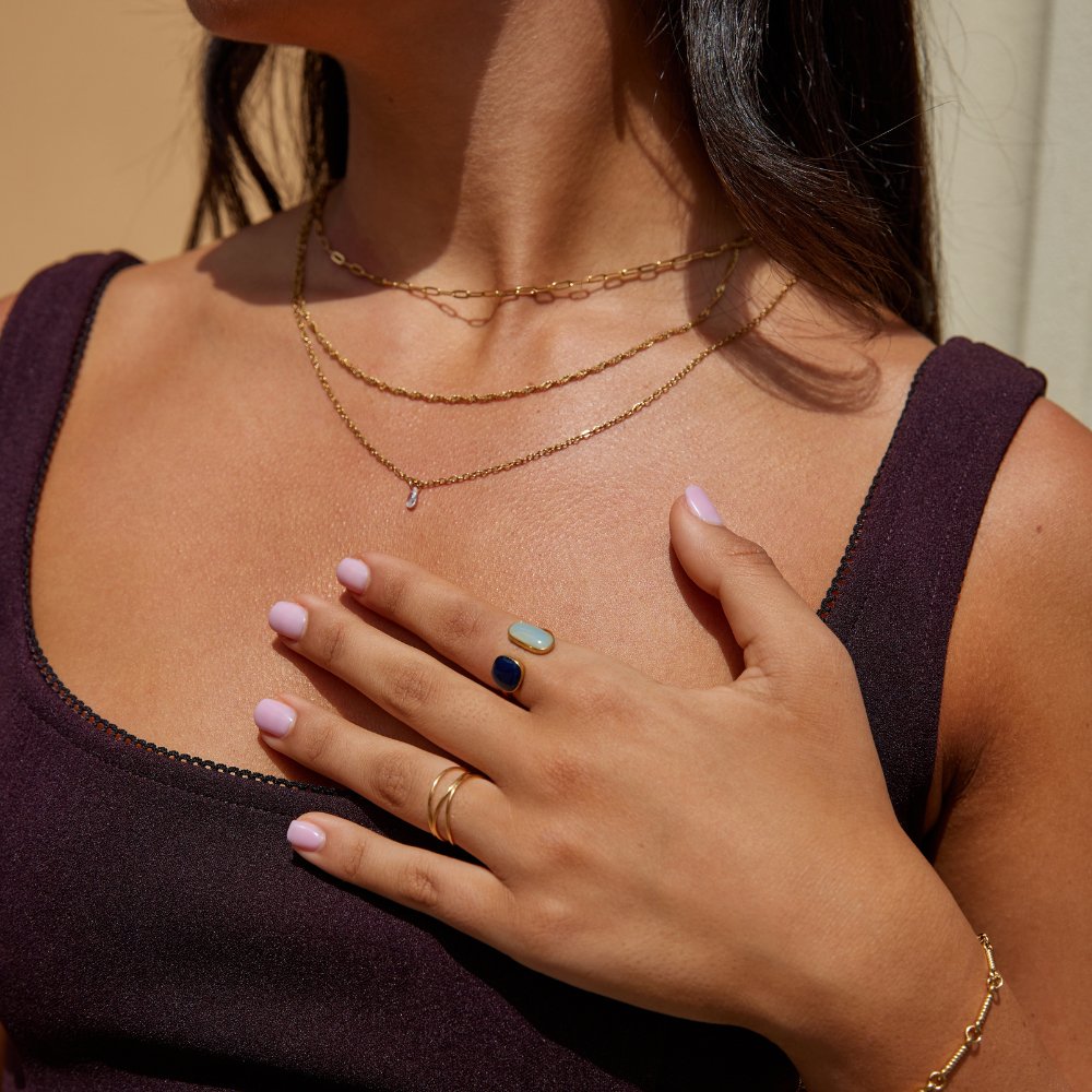 Gold Dual Stone Ring