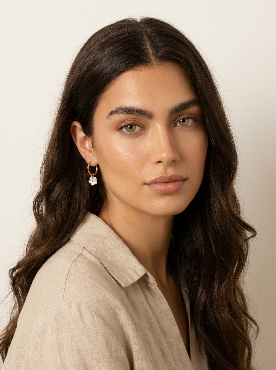 Gold Floral Hoop Earrings