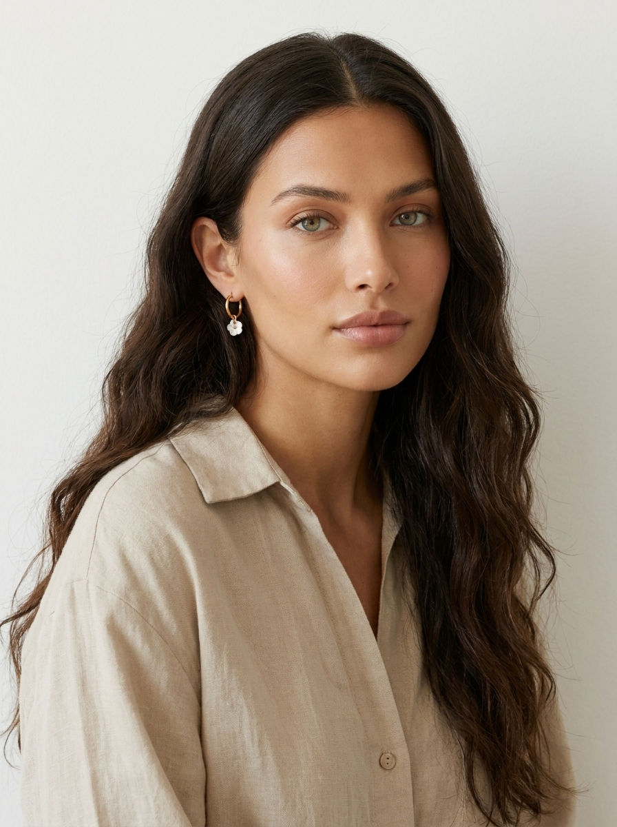 Gold Floral Hoop Earrings