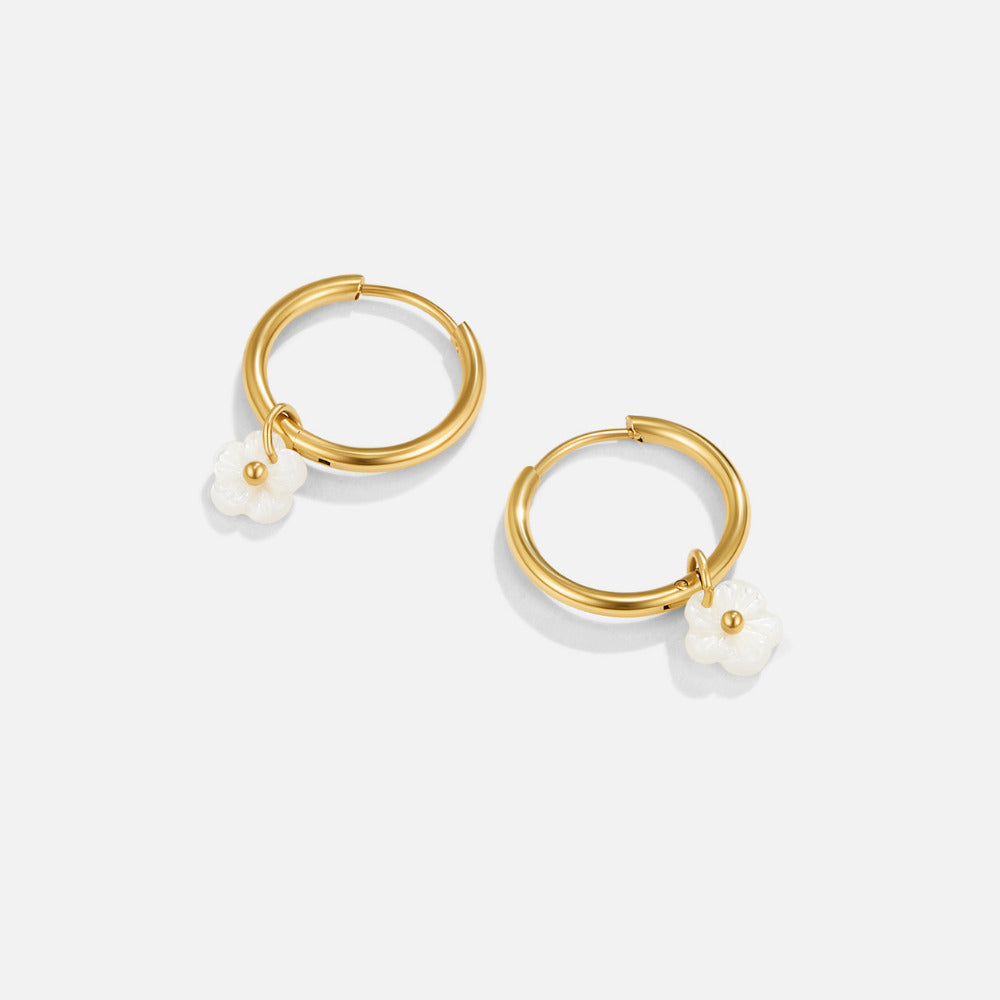 Gold Floral Hoop Earrings