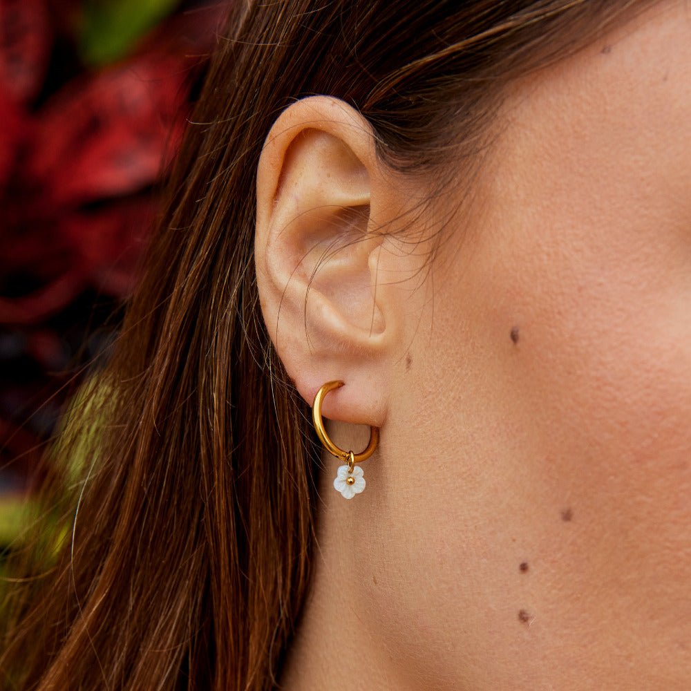 Gold Floral Hoop Earrings