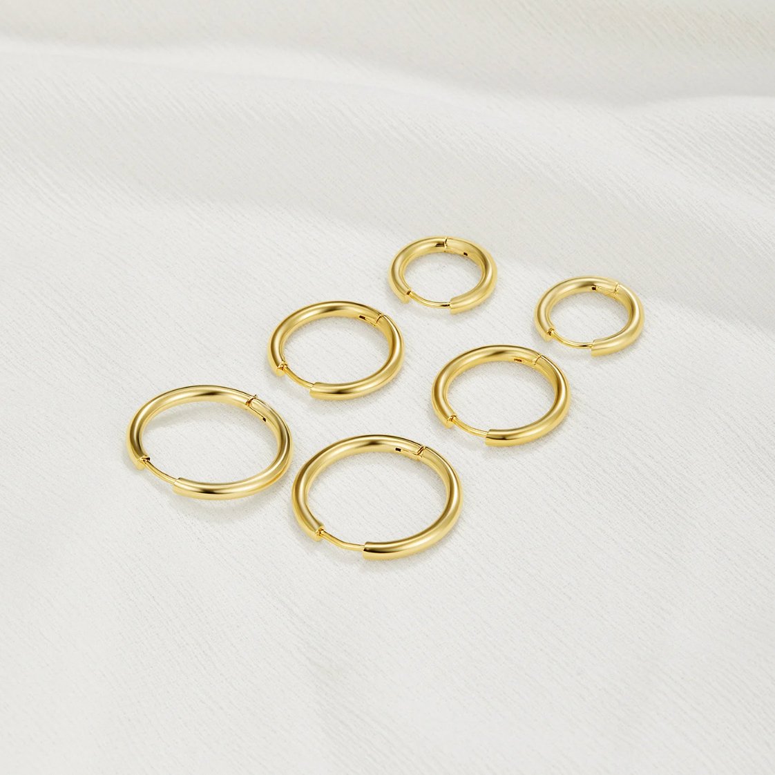 Gold Hoop Earrings Set