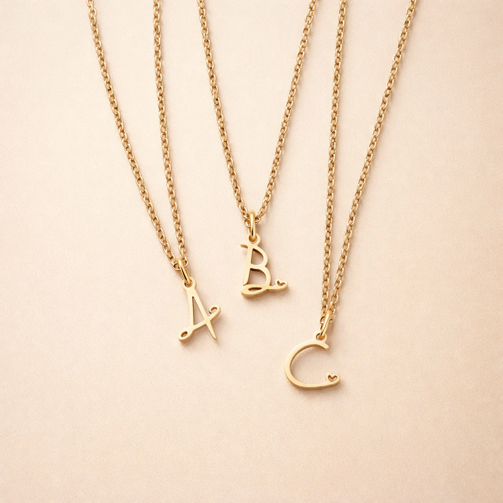 Gold Initial Letter Necklace