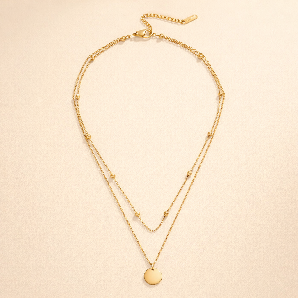 Gold Layered Disc Necklace