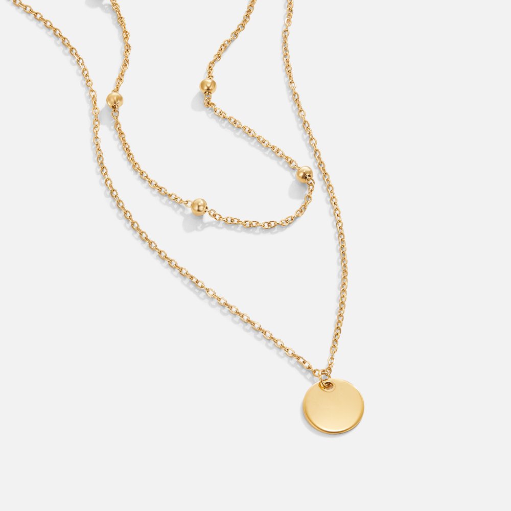 Gold Layered Disc Necklace