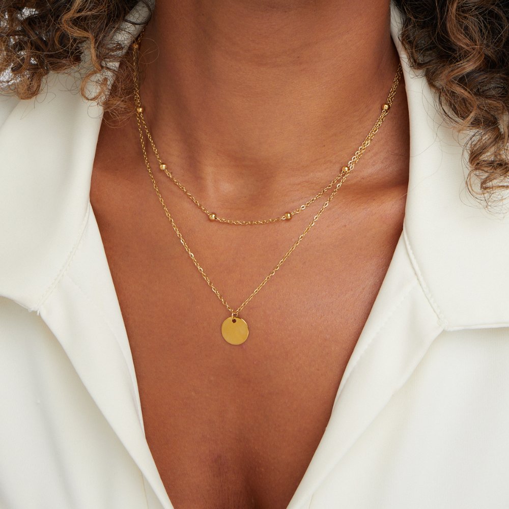 Gold Layered Disc Necklace
