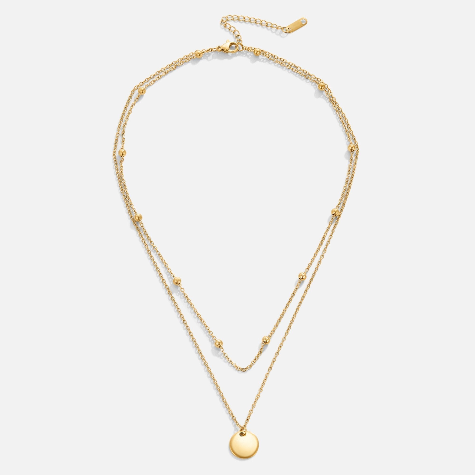 Gold Layered Disc Necklace