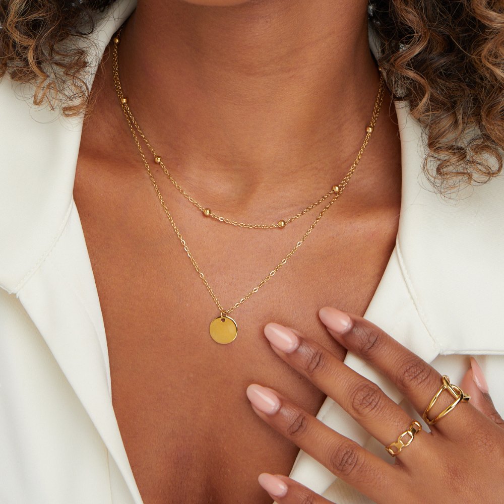 Gold Layered Disc Necklace