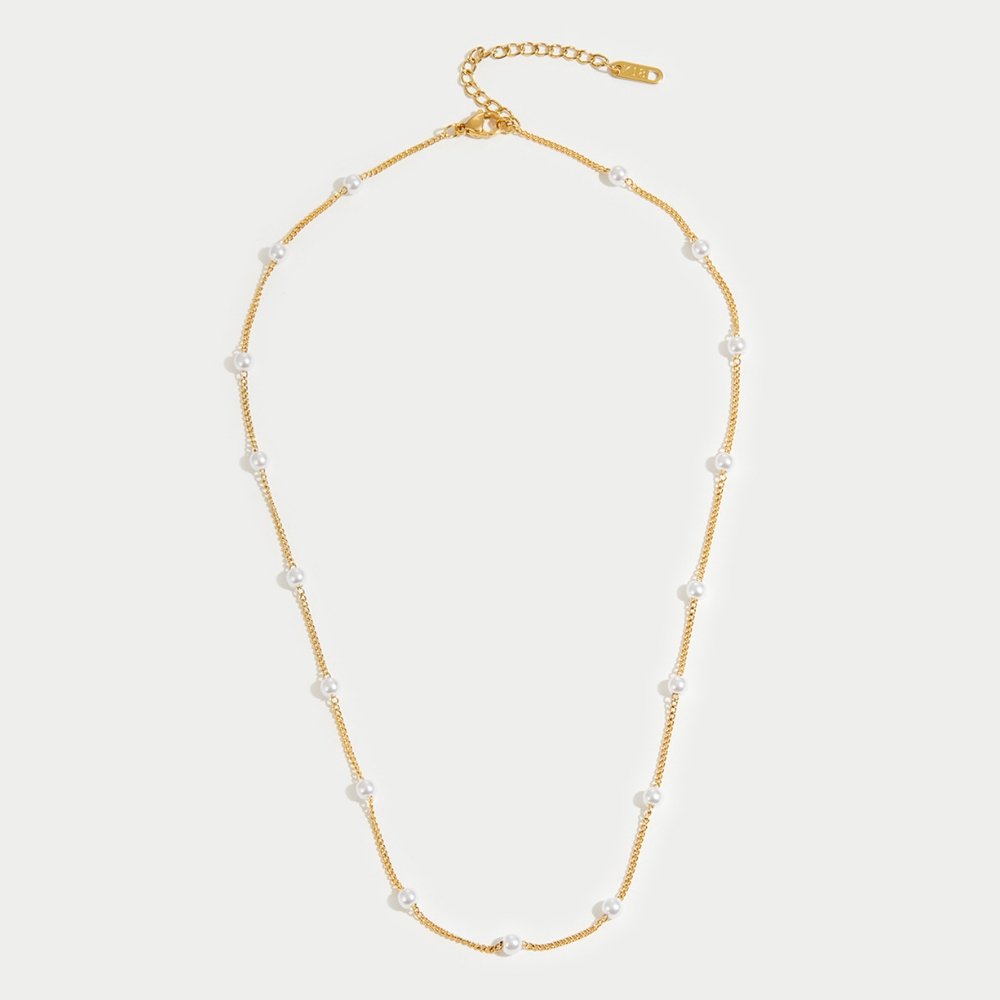 Gold Pearl Chain Necklace