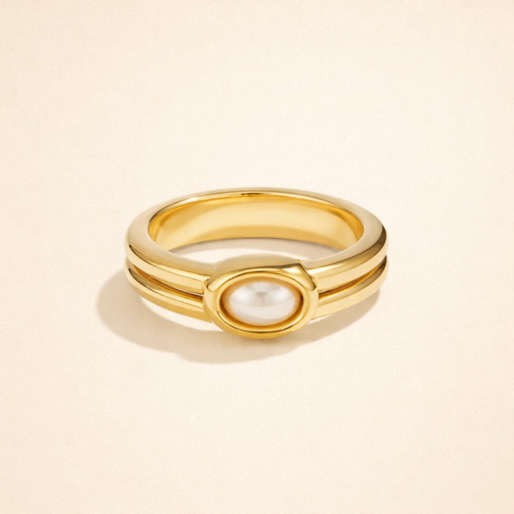 Gold Pearl Signet Ring