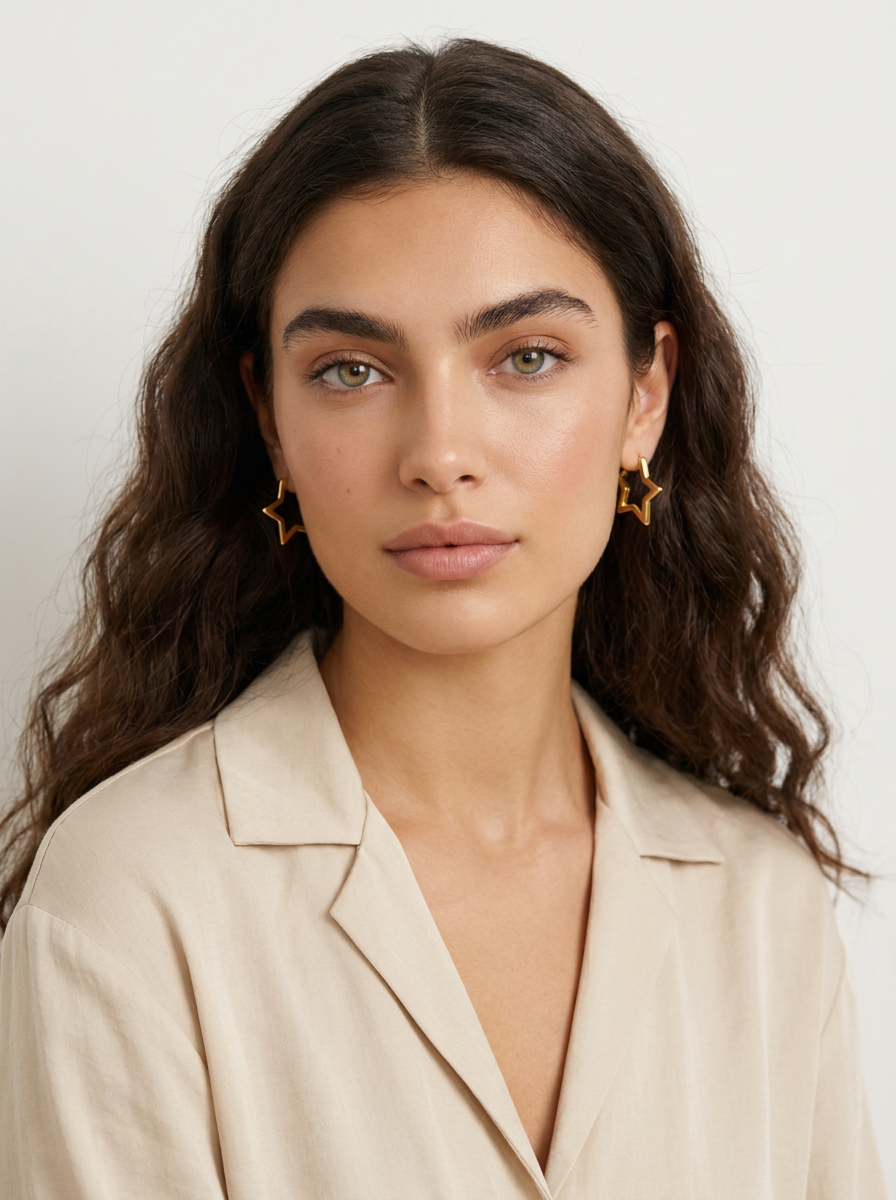 Gold Star Hoop Earrings
