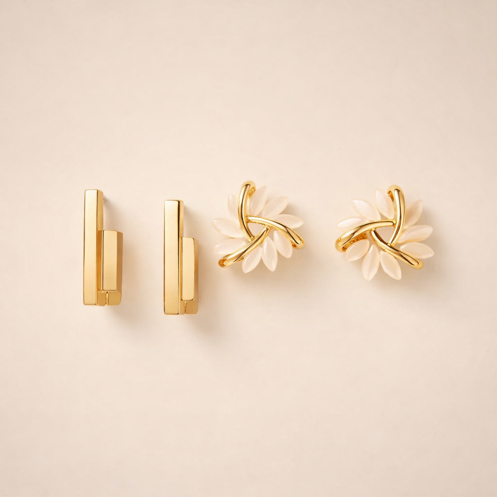 Gold Stud Earring Set