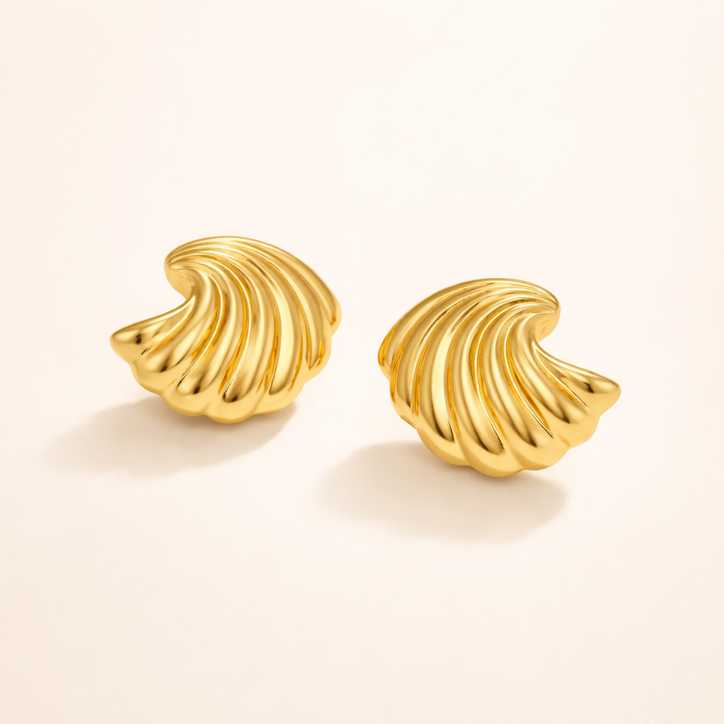 Golden Seashell Stud Earrings