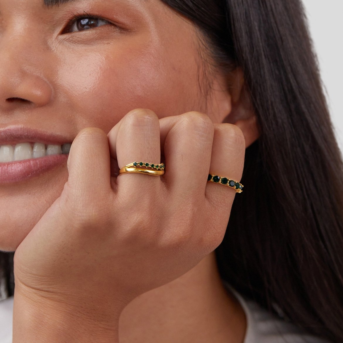 Green Stone Band Ring