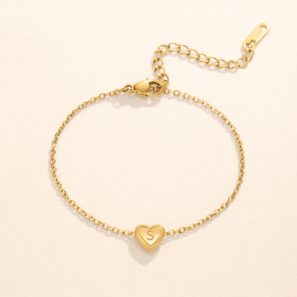 Heart Initial Bracelet