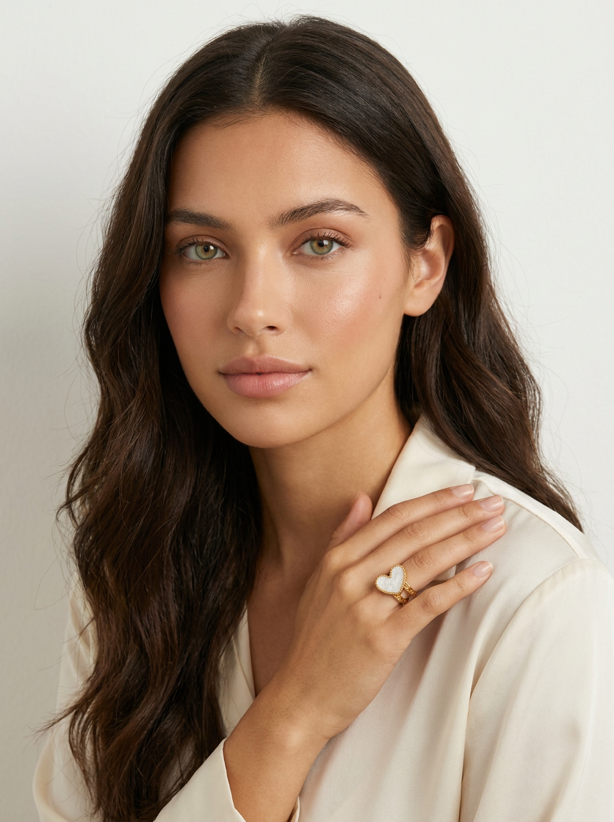 Heart Inlay Open Ring