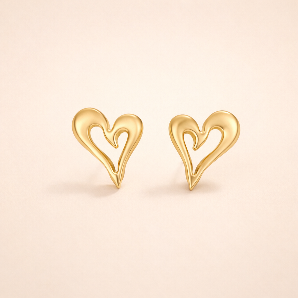 Heart Stud Earrings Gold