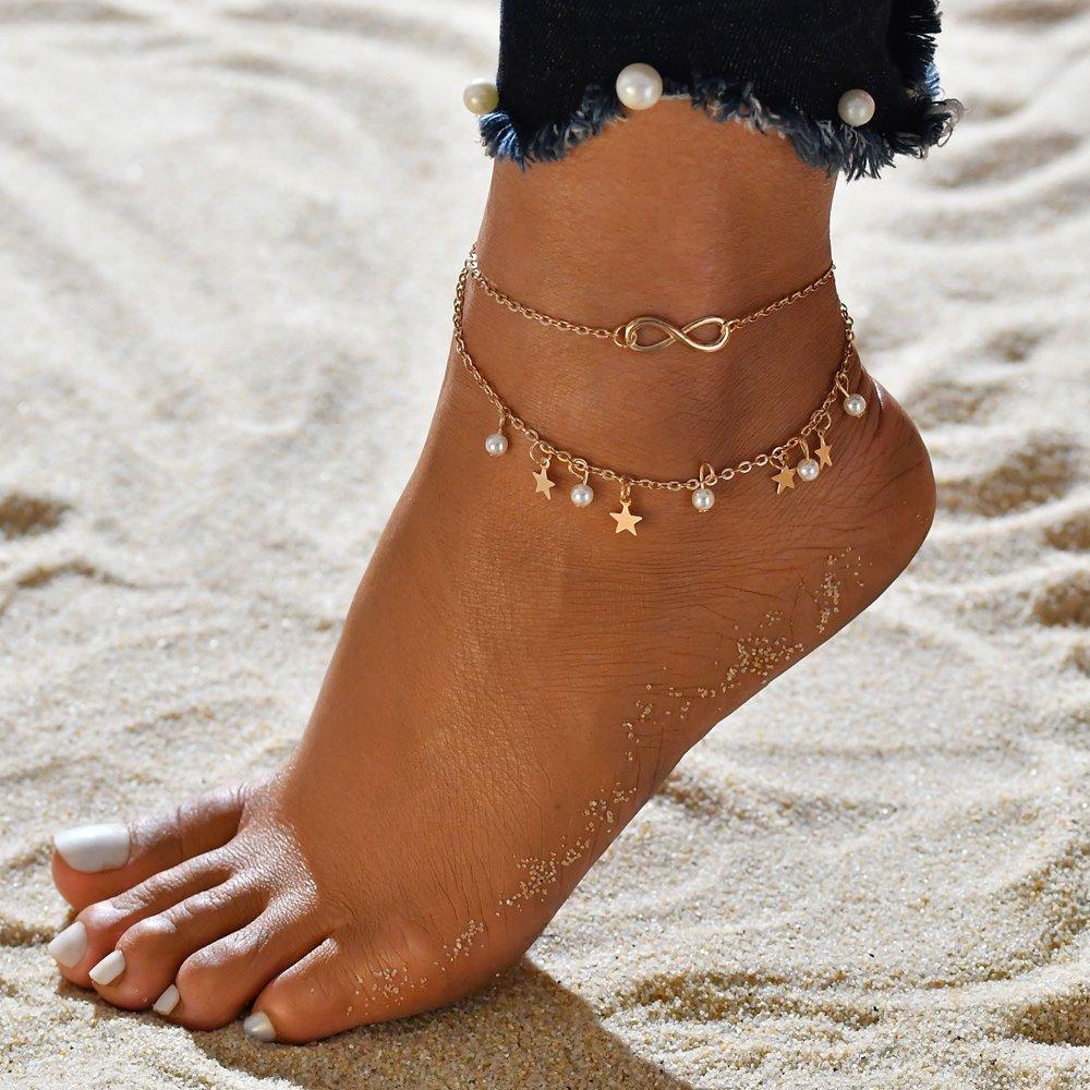 Infinity Pearl Charm Anklet
